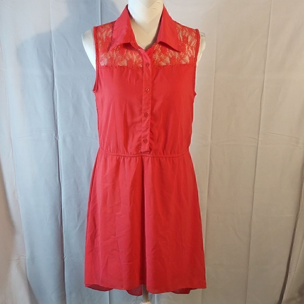 Indulge GoGo Apparel High Low Lace Accent Dress